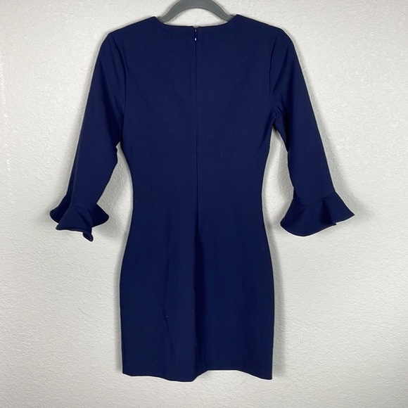 New Likely Bedford Navy Blue Three Quarter Sleeve Mini Bodycon Dress Sz 0 - Picture 5 of 10